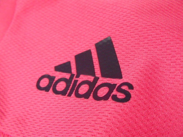 ssy4384 adidas アディダス 半袖 ドライ ラグランTシャツ ピンク×ネイビー ■ 配色切り替え ■ ロゴプリント スポーツ Sサイズ_画像4