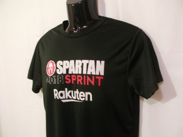 ssy3959 SPARTAN メンズ 半袖 ドライTシャツ カットソー ブラック ■ 前後プリント ■ 2018 SPRINT Rakuten クルーネック Mサイズ_画像3