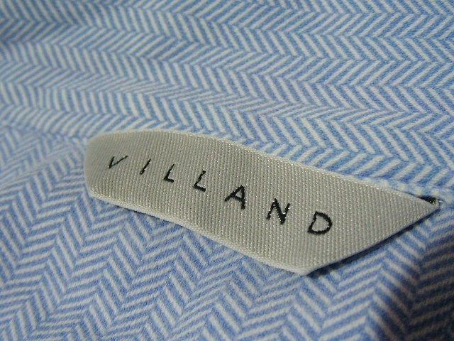 ssy3685 VILLAND メンズ パジャマ 長袖シャツ 上のみ スカイブルー ■ ヘリンボーン風柄 ■ 胸ポケット 綿100 Lサイズ_画像8