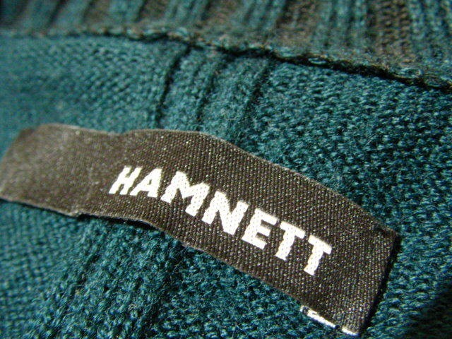 ssy3287 HAMNET 長袖 ニット ダークグリーン ■ リブ襟 ■ リブ袖 無地 ダブルファスナー カジュアル 毛混素材 Mサイズ_画像8