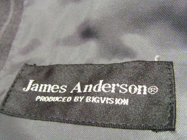 ssy2825 James Anderson メンズ テーラードジャケット グレー ■ ストライプ柄 ■ ２つボタン センターベント 薄手 ウール100％_画像8