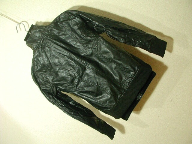 ssy5726 新品 JACKROSE ■ レザー調 ■ ブルゾン ジャケット ブラック フルジップ ストレッチ リブ襟 未使用 サイズ4/XL_画像10