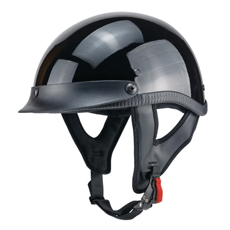 バイクヘルメット 夏用大人気 ハーフヘルメット 半帽ヘルメットM-XXL サイズ選択可能 艶有り黒-XXLサイズ_画像1