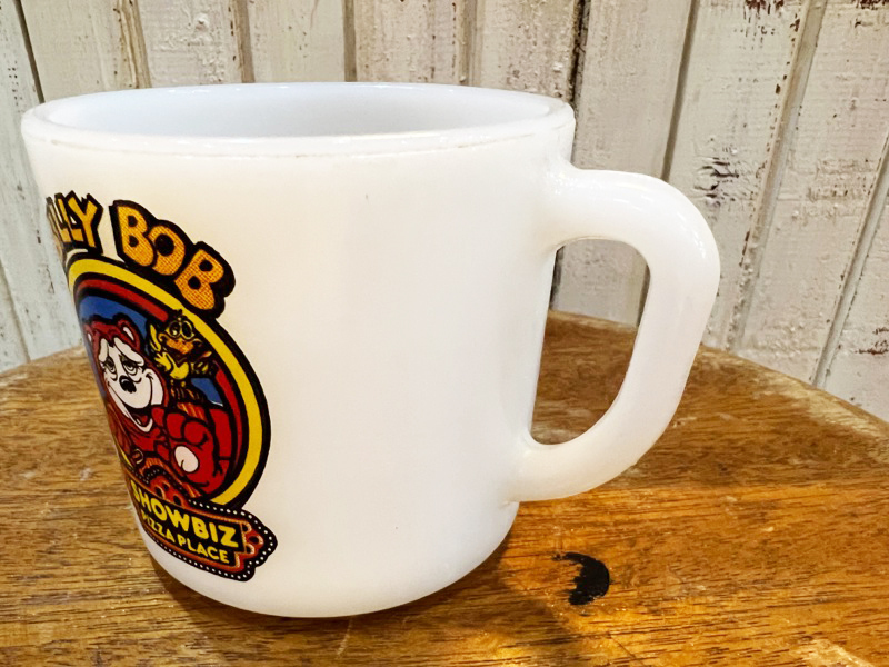 USA製 Vintage Fire-King/ファイヤーキング 企業物 SHOWBIZ PIZZA PLACE BILLY BOB マグカップ アドマグ コレクション ミルク Dハンドル_画像6