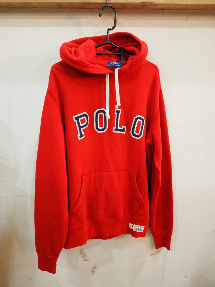 ◆美品 POLO ラルフローレン ビッグロゴ プルオーバーパーカー（S）レッド◆_画像1