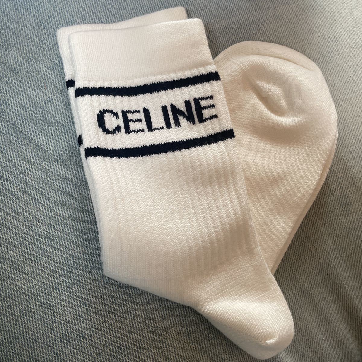 ヤフオク! - 新品未使用 セリーヌ CELINE 靴下 ソックス ライン...