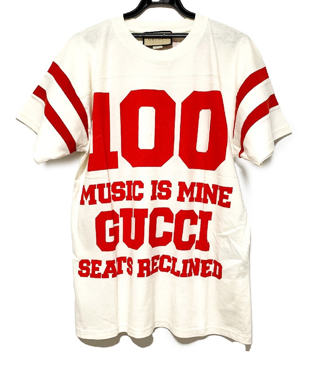 GUCCI Gucci 100 anniversary MUSIC IS MINE Logo T-shirt 660744 lady's apparel size XXS
