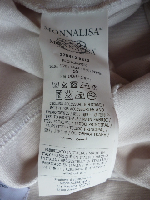 MONNALISA　モナリサ ニットパンツ　ストレッチ　オートミール色　ラインストーン　イタリア製　１０（１４０）_画像5
