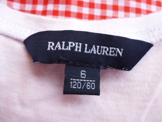 RALPH LAUREN ラルフローレン　タンクトップ 白　４ボタン　左胸にポケット 　６　120/60_画像4