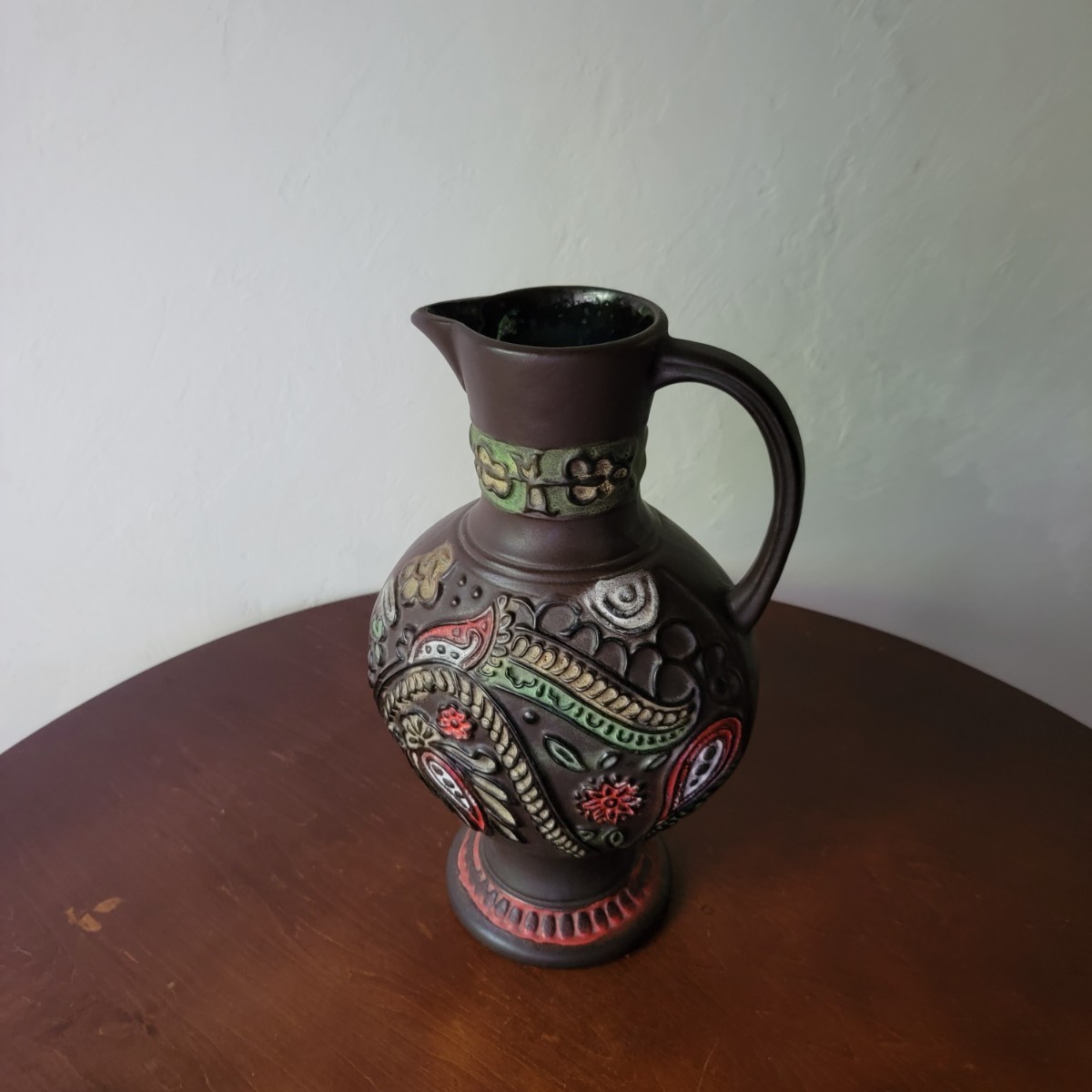 West Germany Pottery 60s 70s 西ドイツ 花瓶 花器 フラワーベース 花柄 幾何学模様 ミッドセンチュリー 北欧 モダン インテリア Fat Lava_画像9