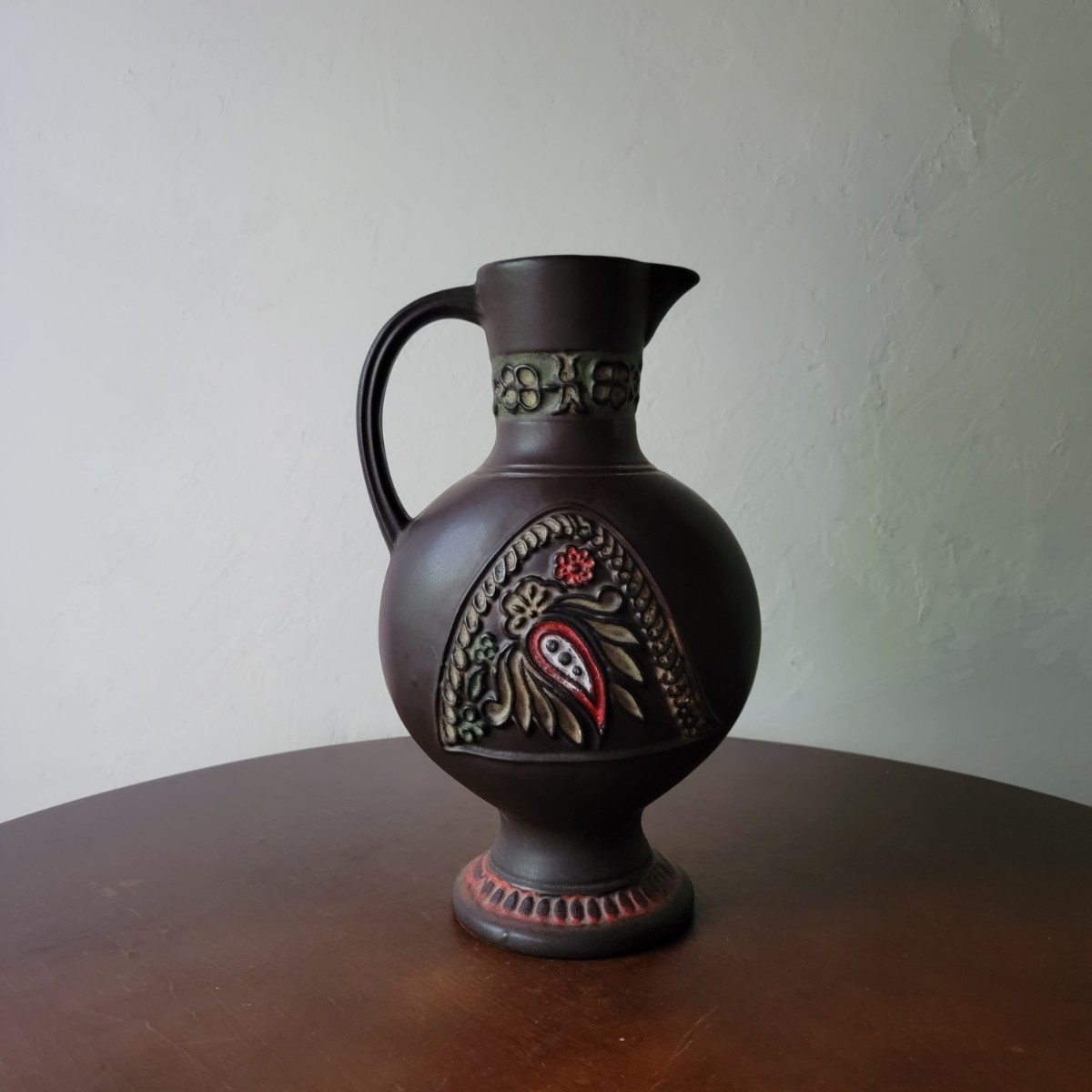 West Germany Pottery 60s 70s 西ドイツ 花瓶 花器 フラワーベース 花柄 幾何学模様 ミッドセンチュリー 北欧 モダン インテリア Fat Lava_画像1