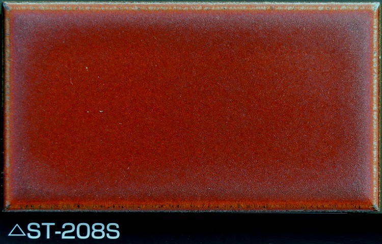 【小口平タイル】 《 赤鉄砂 》 ST-208S ［ケース販売 160ピース入］_　　　　　　　　 1ピース ： 表面 ／ 拡大