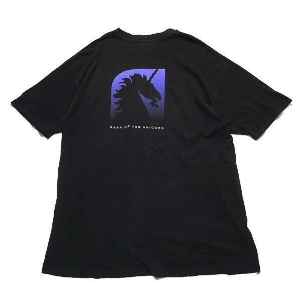 希少! 90s USA製 MOTU MARK OF THE UNICORN マークオブザユニコーン Hanes ヴィンテージ 企業ロゴ 半袖 Tシャツ ブラック 黒 XL メンズ古着_画像3