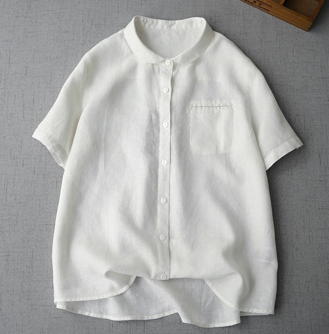  быстрое решение * весна лето новый продукт * симпатичный * casual * натуральный * одноцветный * свободно большой размер ** рубашка блуза *M размер белый 