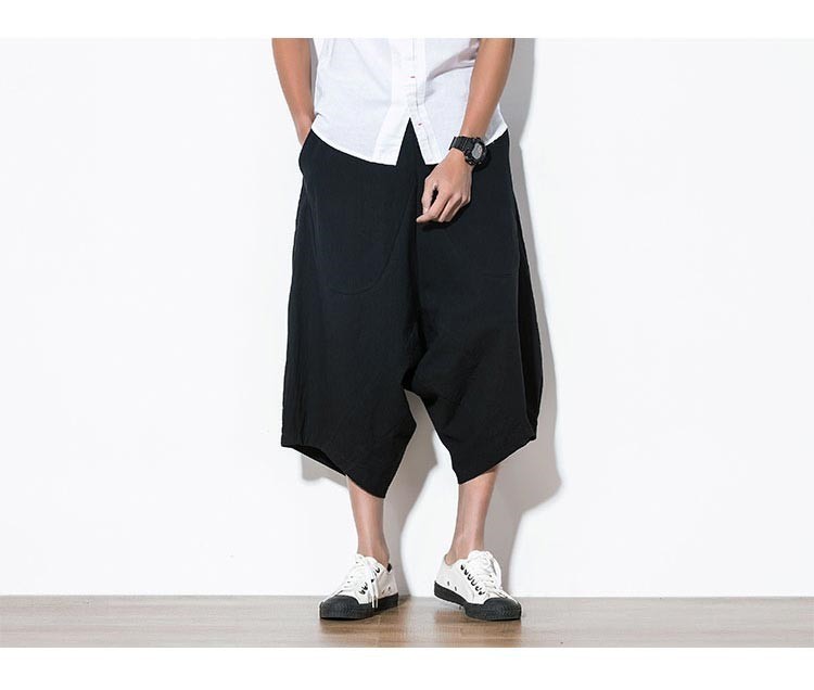  new goods $ men's linen pants sarouel pants summer large size flax wide pants monkey L plain Harley m pants ...M~5XL