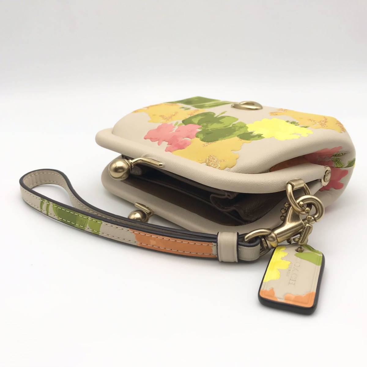 COACHコインケース 小銭入れ キスロックコインケース がま口 花・野菜柄 COACH コインケース 大人気 キスロック コインパース フローラル