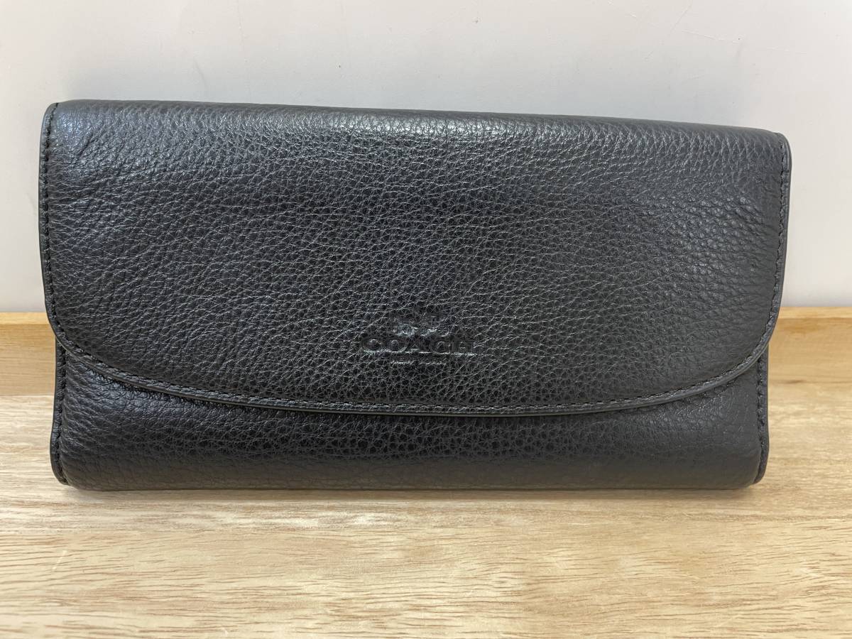 【2914】COACH コーチ 長財布 F56488 黒 ブラック レザー_画像1