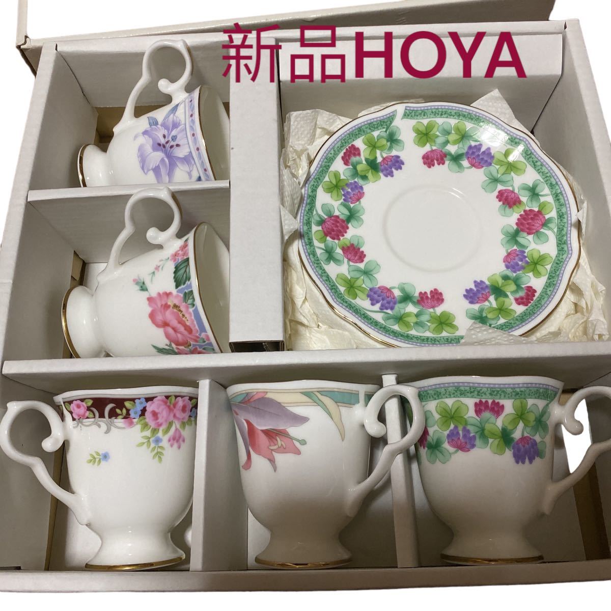 公式サイト 新品未使用ホーヤ HOYAカップ&ソーサー 5客セット 美しい花