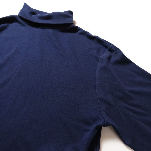 90's USA製 エディーバウアー タートルネック コットン Tシャツ 長袖 XL 紺 ネイビー 無地 ロンＴ 90年代 アメリカ製 旧タグ オールド Y2K_画像3