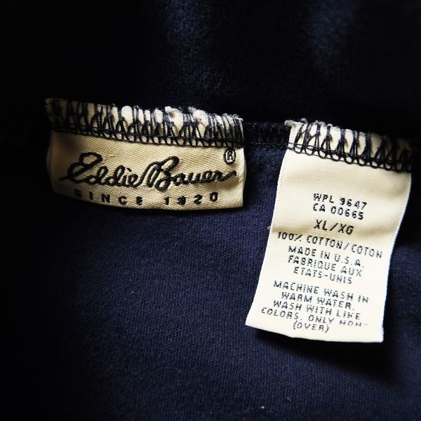 90's USA製 エディーバウアー タートルネック コットン Tシャツ 長袖 XL 紺 ネイビー 無地 ロンＴ 90年代 アメリカ製 旧タグ オールド Y2K_画像7