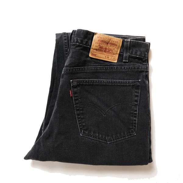00\'s USA made Levi's Levi\'s 550 black Denim pants (38×34) black relax 2001 year made 00 period America made old tag Old red tab