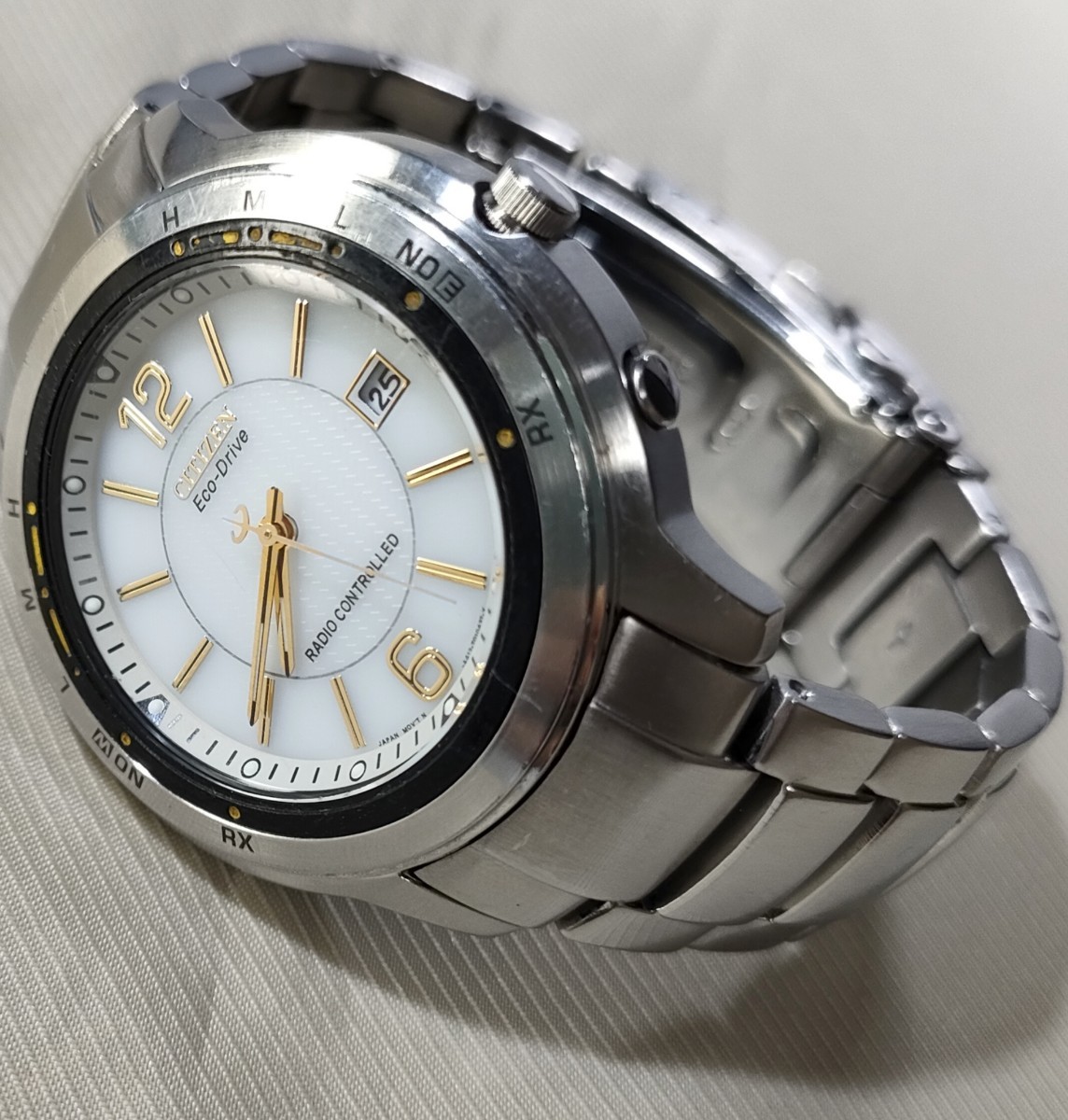 稼働品 シチズン エコドライブ CITIZEN 電波ソーラー腕時計 A412-T005471Y_画像1