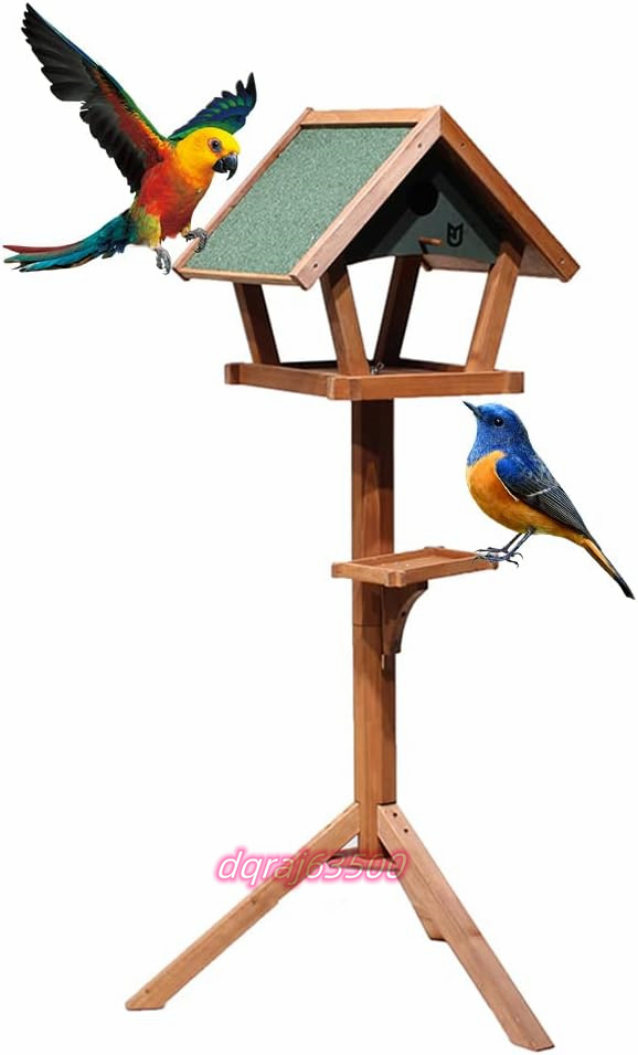 天然木材 野鳥観察　鳥の餌箱 野鳥の餌台 バードフィーダー えさ台 給餌器 庭園 アウトドア 装飾 水漏れ防止