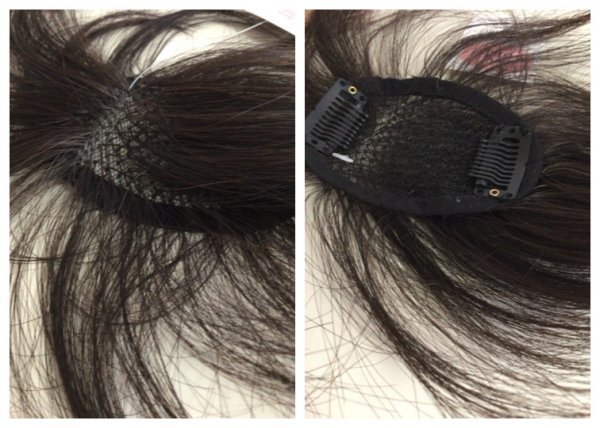 OWG50-2　②　展示品 　 人毛100％ ハンドメイド 軽やかヘアピース　部分ウイッグ 白髪隠し　ボリュームアップ_画像3