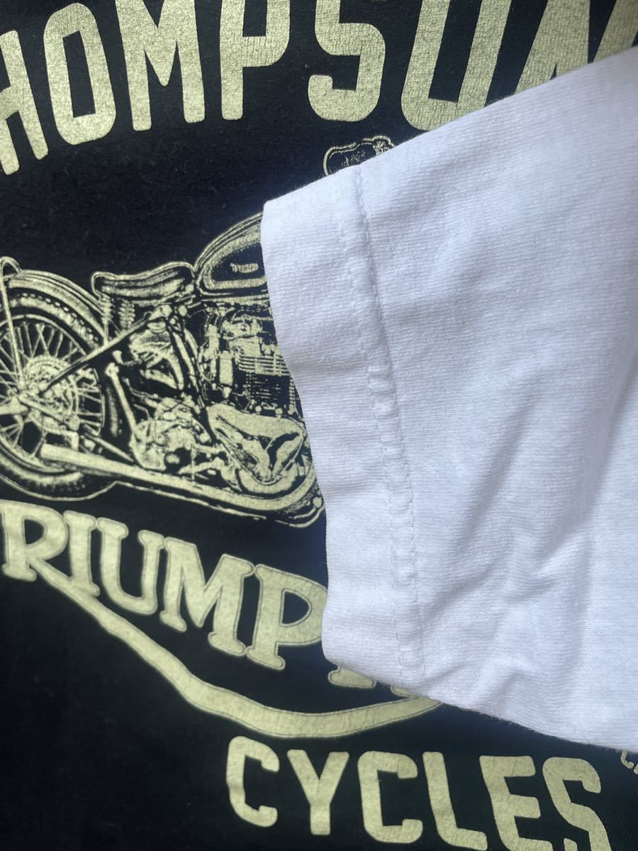 トライアンフ Tシャツ ラグラン スリーブ 7分袖 ロング Sサイズ 白黒 トンプソン モーターサイクル 古着 中古 vintage ツートーン 西海岸の画像9