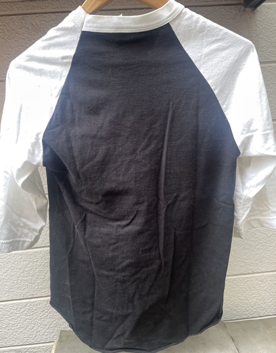 トライアンフ Tシャツ ラグラン スリーブ 7分袖 ロング Sサイズ 白黒 トンプソン モーターサイクル 古着 中古 vintage ツートーン 西海岸の画像3