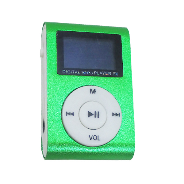 MP3 player aluminium LCD screen attaching clip microSD type MP3 player green x1 pcs * including in a package OK