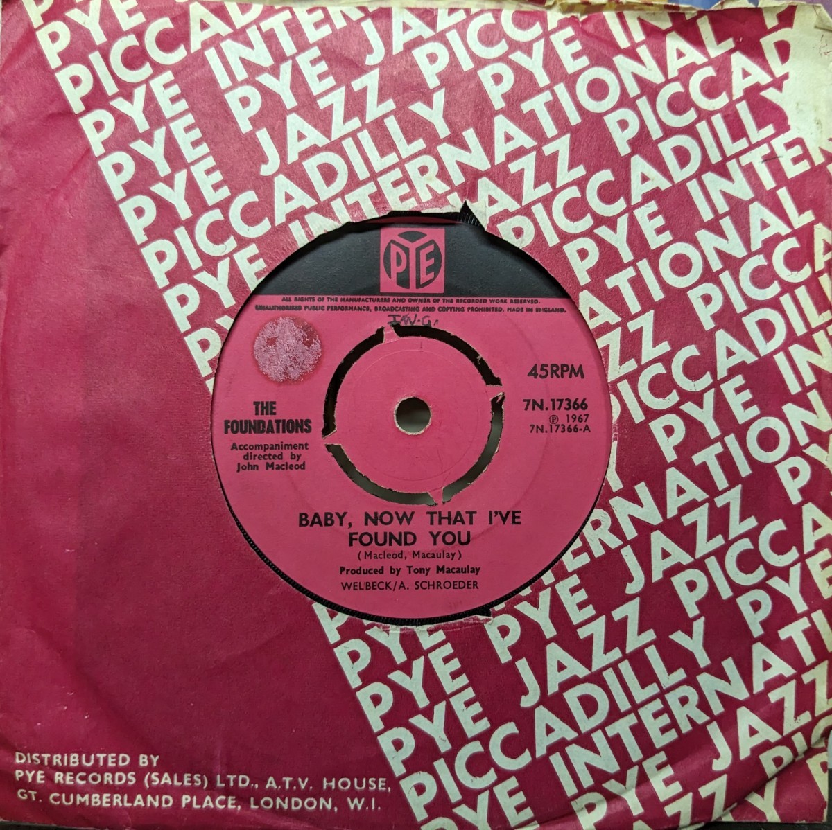 ◎特選◎THE FOUNDATIONS/BABY,NOW THAT I'VE FOUND YOU 1967'UK PYE7INCH_画像1