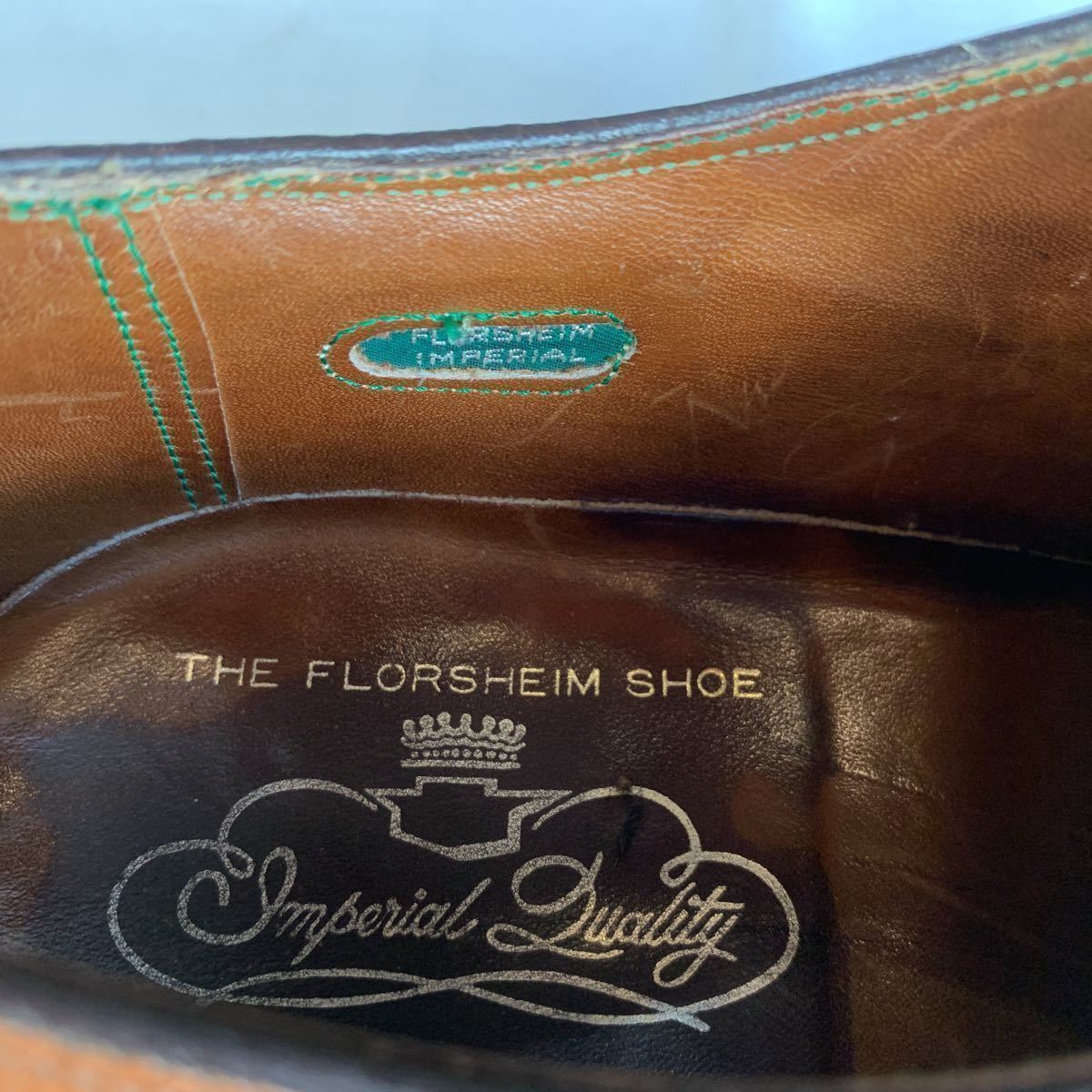 70s FLORSHEIM KENMOOR LEATHER SHOES FLORSHEIM IMPERIAL ヴィンテージ フローシャイム ケンムール 革靴 インペリアル 緑窓 60s 送料無料_画像7