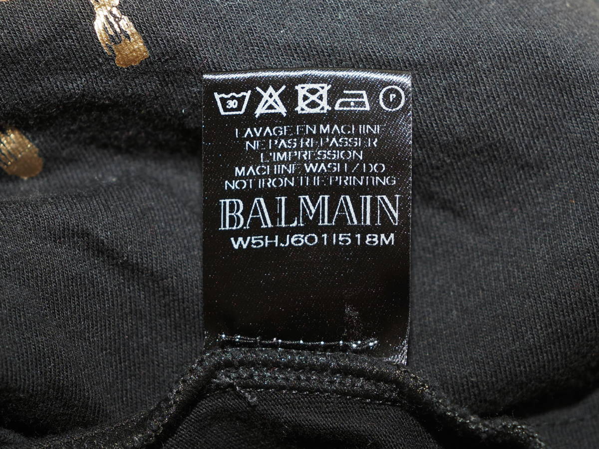 BALMAIN バルマン 15AWエンブレム箔プリントTシャツXS黒 France製 オリヴィエ・ルスタン_画像5