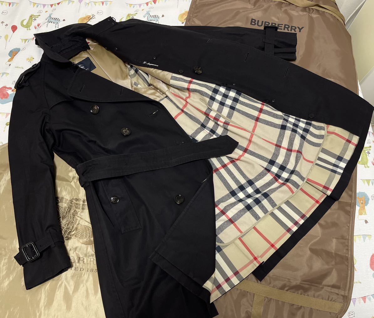 日本製27万美品黒 バーバリーメンズM L 170 Burberryウールライナー