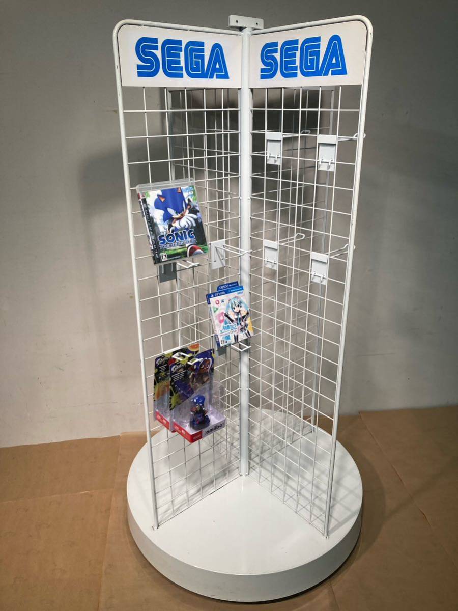 3【希少】 SEGA 回転ネット 什器 店頭ディスプレイ キャスター付 展示 / 陳列台 棚 販促 ソニック セガ 試遊台 レトロゲーム_画像1