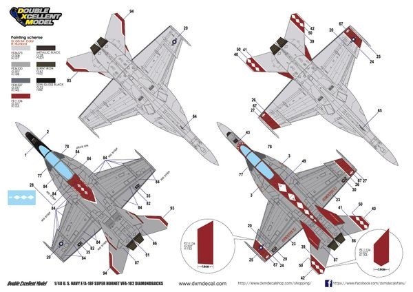 DXMデカール 71-4228 1/48 アメリカ海軍 F-18F VFA-102 ダイアモンドバックス アニバーサリー_画像5