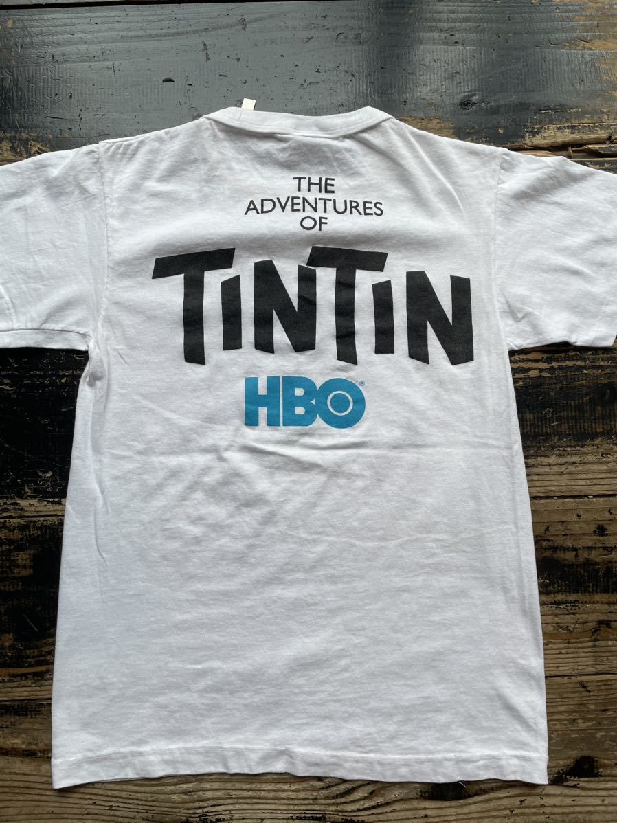 90s 1990s 90年代 1990年代 TINTIN タンタン HBO USA製 タンタンの冒険 レトロ 古着 Tシャツ ビンテージ アニメ 漫画 映画_画像2
