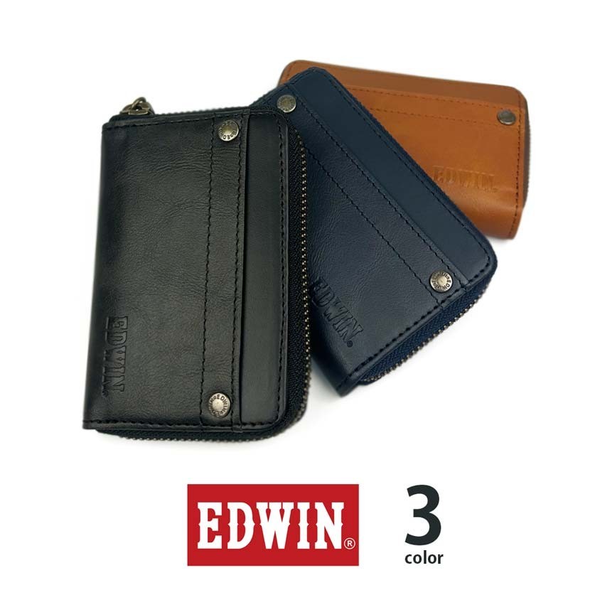 【全3色】 EDWIN エドウイン リベットデザイン ラウンドファスナーコインケース 小銭入れ_画像9