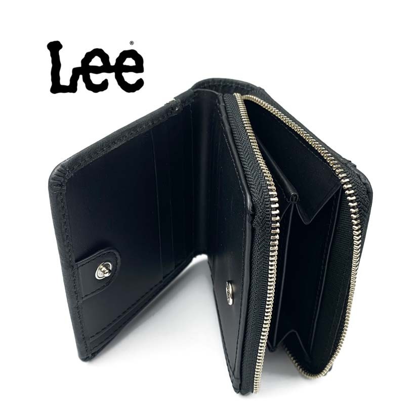 【全4色】　Lee リー ステッチデザイン 二つ折り財布 ラウンドファスナー ショートウォレット 本革_画像4