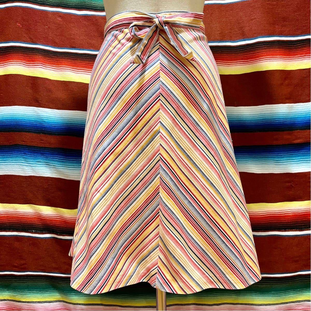 70’s Jantzen ストライプ ラップスカート 検索: 古着 ジャンセン ビンテージ Made in USA 70年代 巻きスカートの画像2