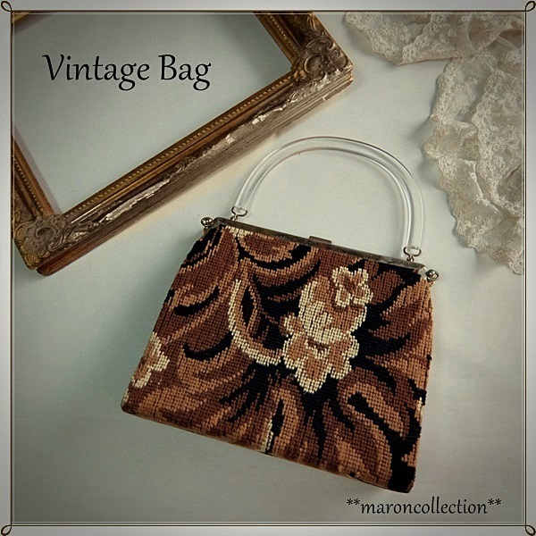 Vintage * Vintage *go Blanc & black 2way bulrush . bag * antique retro *