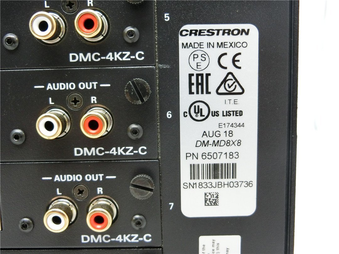 中古品 Crestron DM-MD8X8 PN6507183 通電のみ確認済み 動作 中古品 Crestron DM-MD8X8 PN6507183 通電のみ確認済み 動作