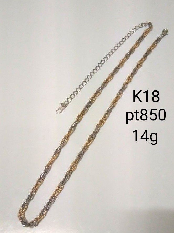 K18 pt850 コンビ ネックレス 18金 プラチナ デザインネックレス 豪華