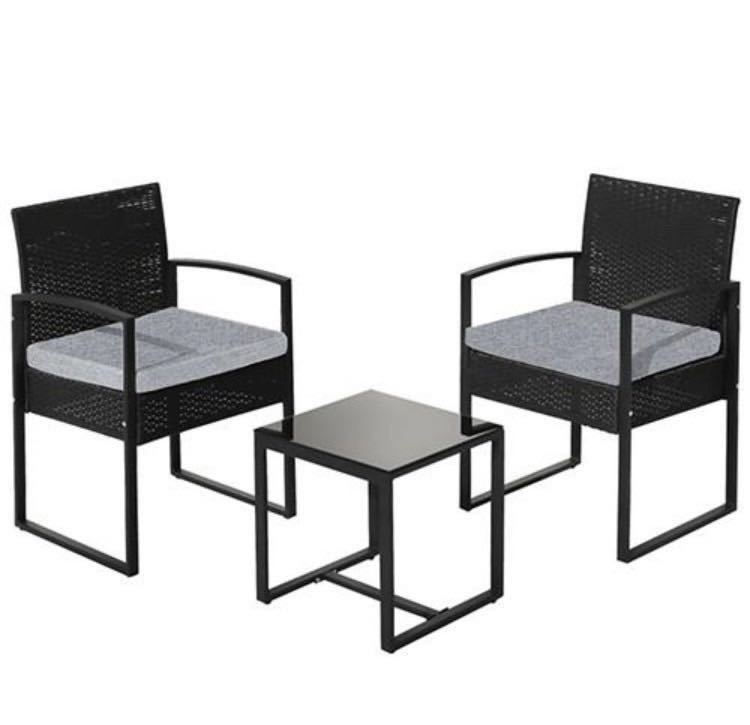  garden furniture garden table garden chair 3 point set gray × black 