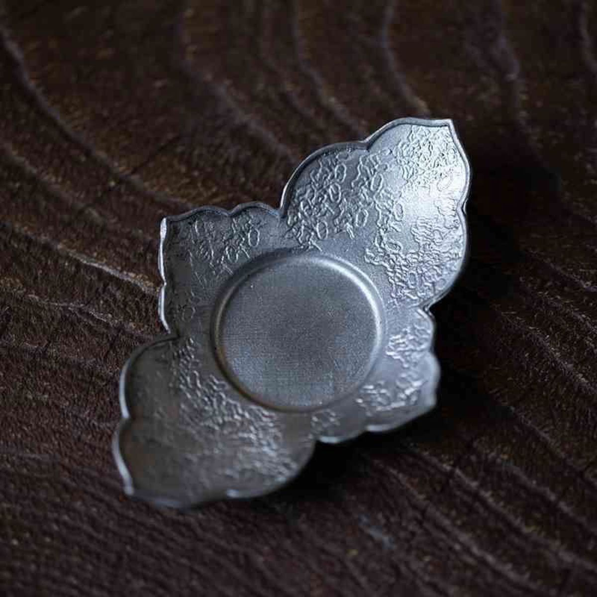 錫製 茶托 （花菱）×4 茶道具