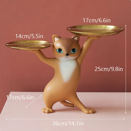  cat small articles tray resin ornament objet d'art interior entranceway living equipment ornament animal animal storage plate desk cat lovely miscellaneous goods .. all 2 color 