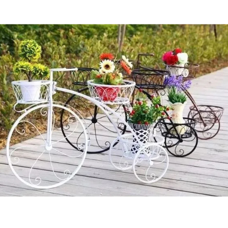 フラワー スタンド 金属 自転車 レトロ 屋外 シェルフ 植木鉢 鉢植え 植物 エクステリア 小物 棚 台 花 ガーデニング 庭 装飾 全３カラー