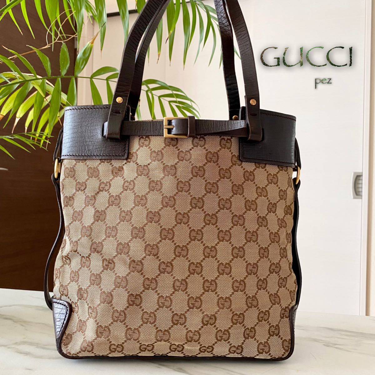 美品》GUCCI バンブートートバッグ-