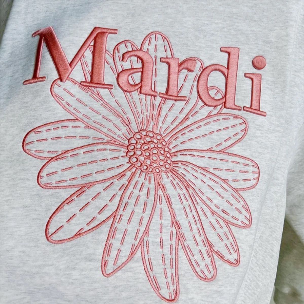 Mardi Mercredi マルディメクルディ 刺繍 トレーナー ピンク グレー スウェット